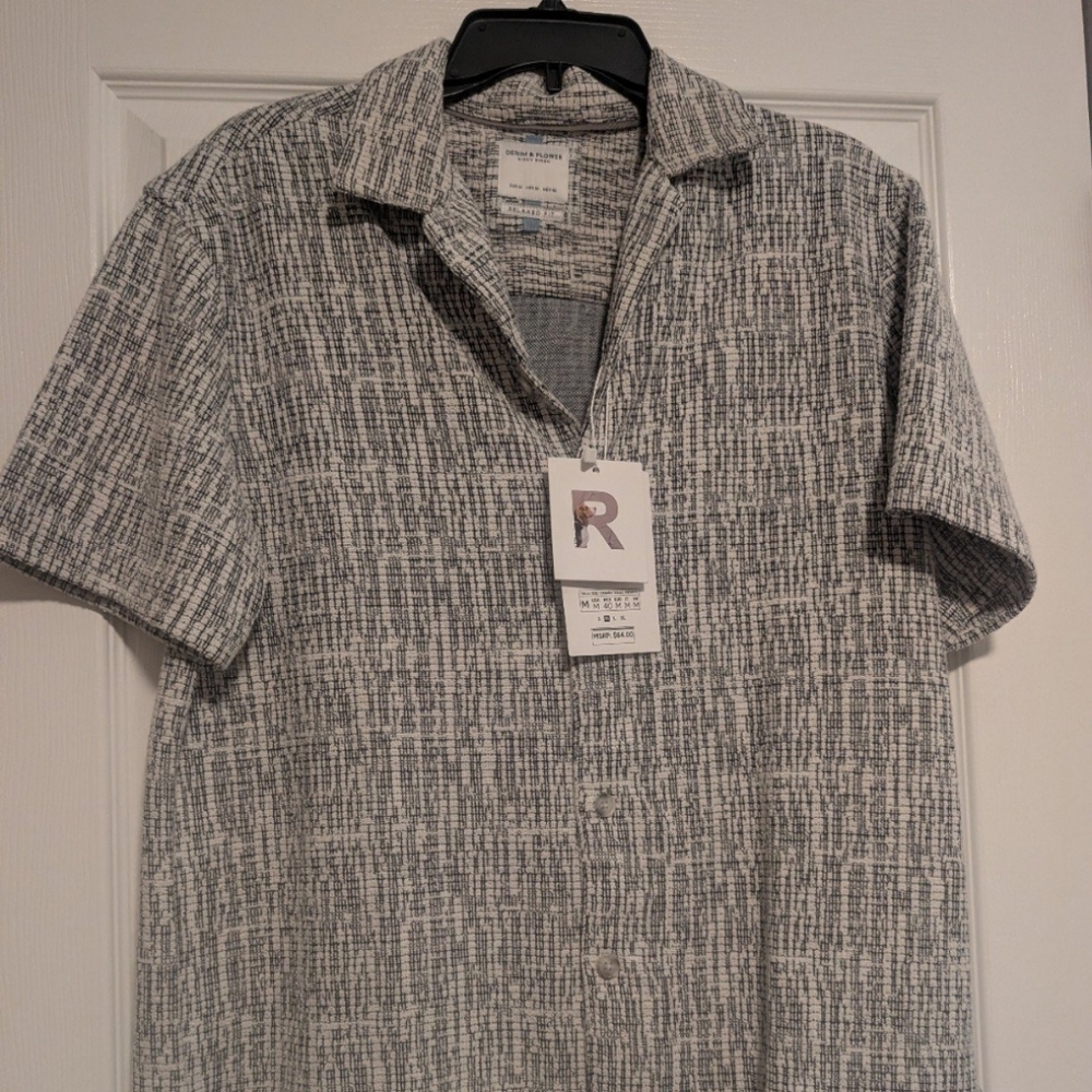 Denim & Flower Ricky Singh Relaxed Fit Textured Camp Shirt